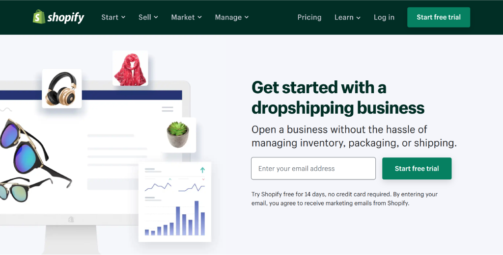 shopify landing page example