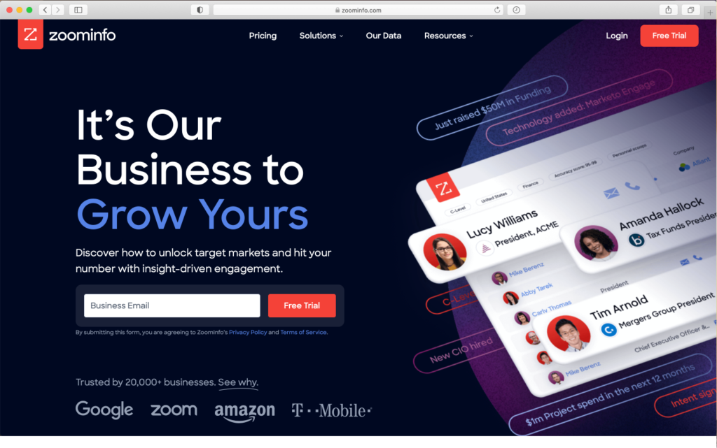zoominfo homepage