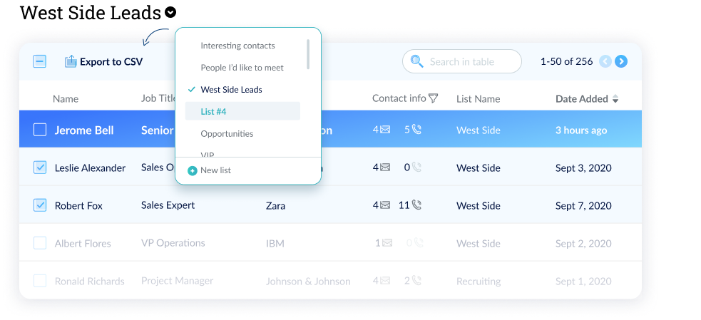 export leads feature from datanyze