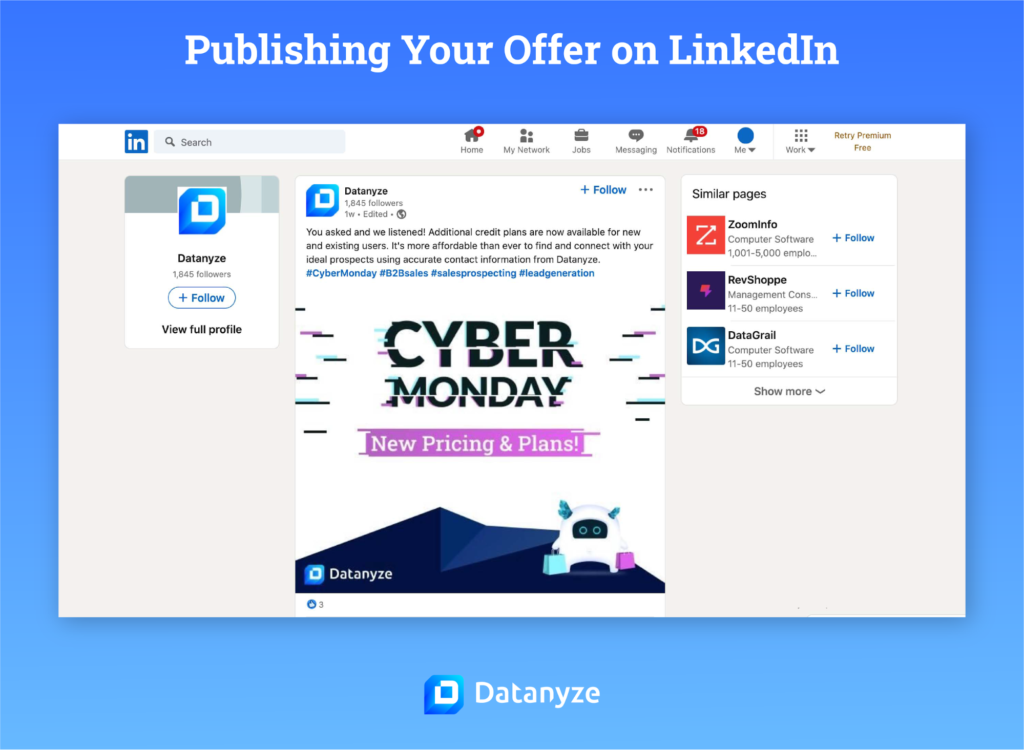 publishing your offer on linkedin