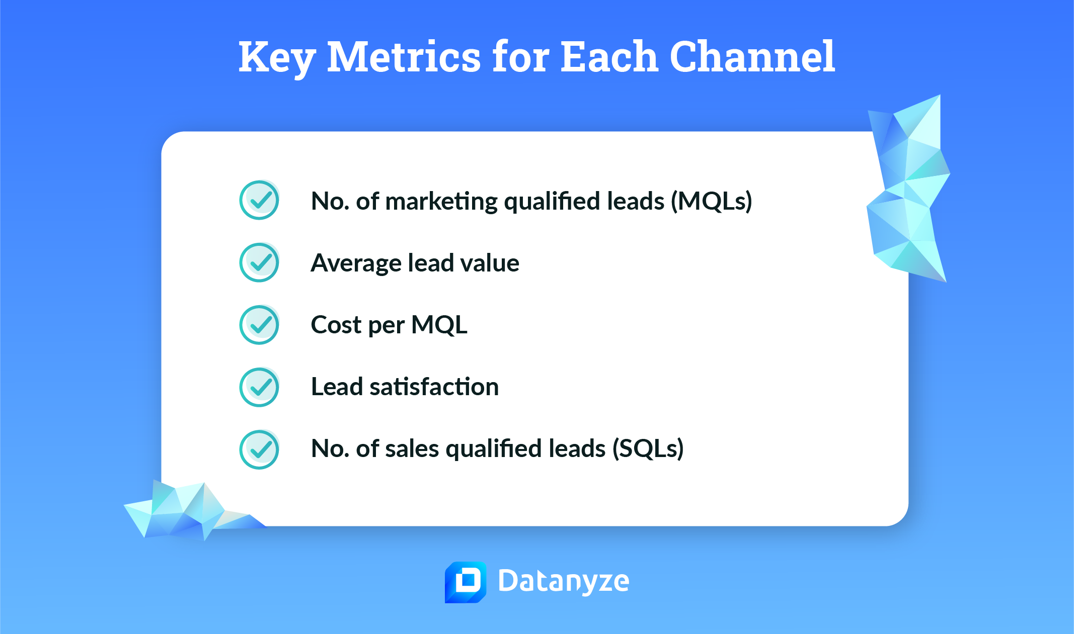 key metrics for each channel