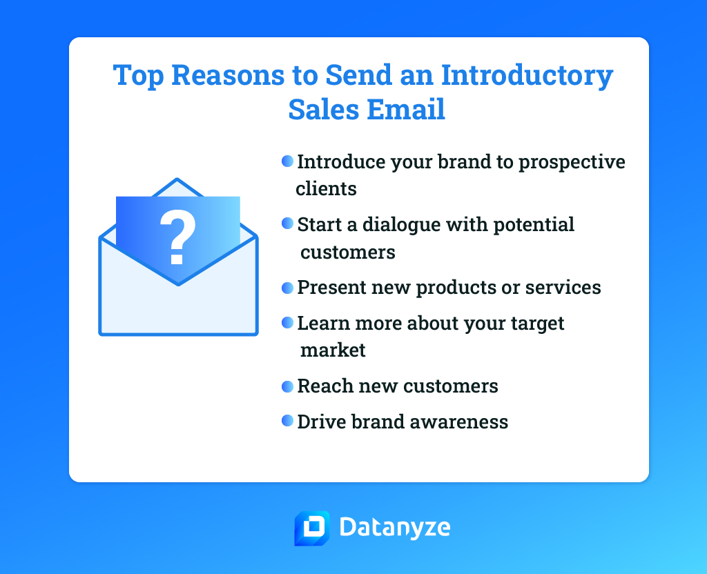 Top reasons to send an introductory sales email
