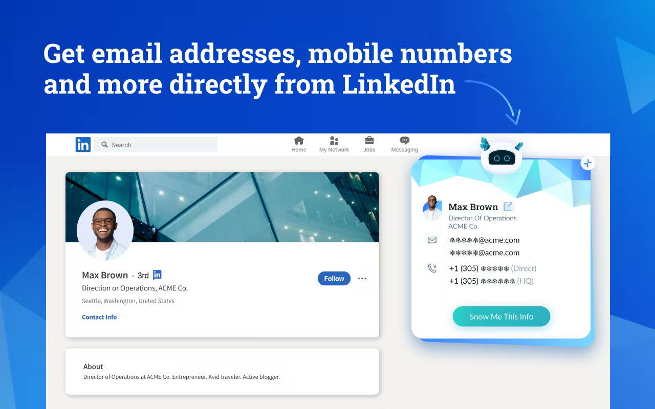 Get email addresses, mobile numbers and more directly from LinkedIn